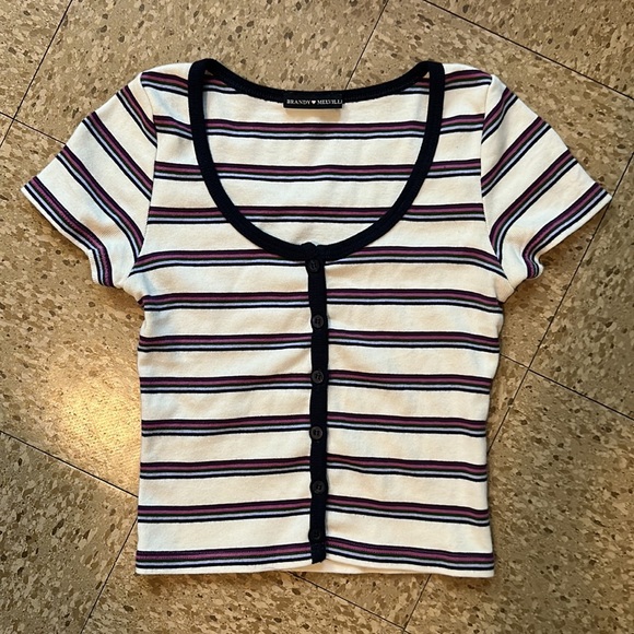 Brandy Melville Tops Brandy Melville Cream Striped Zelly Top Poshmark